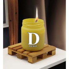 Bk Gift Kişiye Özel Dtf Isimli Sarı Renkli Cam Kavanozda Kokulu Mum-2, Arkadaşa Hediye, Sevgiliye Hediye, Doğum Günü Hediyesi