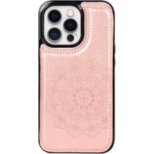 Mays Shop IPhone 13 Için Kart Tutucu Kılıf ile Cüzdan Pro Kabartmalı Mandala Desen Pu (Yurt Dışından)