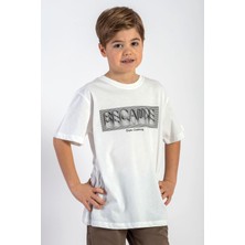 Zepkids Bisiklet Yaka Kısa Kol Yazı Baskılı Ekru Renk Erkek Çocuk Tshirt