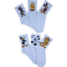 KBC Socks 6'lı Unisex Sevimli Pamuklu Desenli Soket Çorap Seti