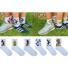 KBC Socks 6'lı Unisex Sevimli Pamuklu Desenli Soket Çorap Seti