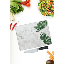 BD Digital Beyaz Mermer Görünümlü Cam Kesme Tahtası  25 x 35 cm