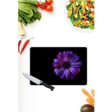 BD Digital Mavi Çiçek | Cam Kesme Tahtası |  25 x 35 cm