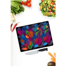 BD Digital Renkli Yapraklar | Cam Kesme Tahtası |  25 x 35 cm