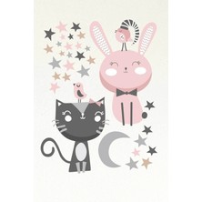 Kt Grup Yıldızlı Kedi Çocuk Odası 100 Parça Sticker Seti
