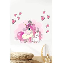 Kt Grup Anne Unicorn ve Yavrusu Çocuk Odası 100 Parça Duvar Sticker Seti