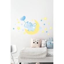 Kt Grup Şirin Kalpli Yıldızlı Fil Çocuk Odası 100 Parça Duvar Sticker Seti