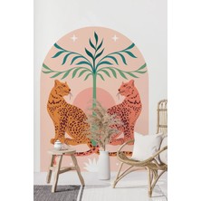 Kt Grup Büyülü Leoparlar Boho Kemer Arch Sanatsal Duvar Sticker