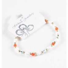 Bimotif Turuncu Taşlı Bileklik