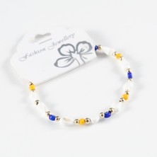 Bimotif Sarı ve Lacivert Taşlı Bileklik