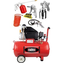 Attlas 550-600 Hk 2050 N 2hp 50 Lt. Hava Kompresörü ve Havalı Alet Seti Full Set 2 Yıl 2-2,5 1000 Watt 50