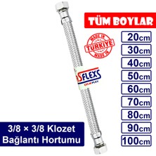 ASFLEXS 3/8×3/8 Paslanmaz Çelik Flex Hortum Klozet Bağlantı Hortumu (50 cm)