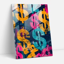 Painted Anarchy Dolar Işaretleri Cam Baskı Duvar Tablosu - Andy Warhol, Cam Duvar Sanatı, Cam Sanatı, Andy Warhol, 30X45