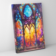 Painted Anarchy Renkli Vitray Pencere Kanvas Tablo - Kilise, Kanvas Tablo, Ev Dekorasyonu, Kanvas Tablo, 30X50