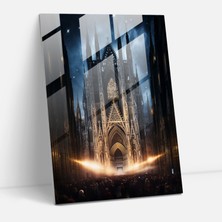 Painted Anarchy Katedral Havadan Görünümü Cam Duvar Sanatı - Kilise, Modern Sanat, Sofistike, Havadan Görünüm, 30X45