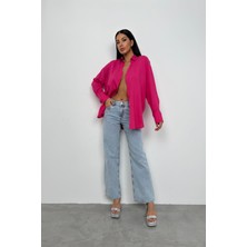 Black Fashion Oversize Keten Gömlek