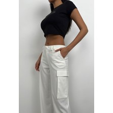 Black Fashion Kargo Cep Yüksek Bel Pantolon