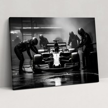 Painted Anarchy Formula 1 Kanvas Tablo - Siyah Beyaz Pit Stop Duvar Tablosu - Formula 1, Ev Dekorasyonu, Pit Stop, 50X30