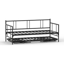 Bedliga Forte Yavrulu Karyola Daybed Tek-Çift Kişilik Metal Karyola Siyah