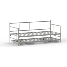 Unimet Forte Yavrulu Karyola Daybed Tek-Çift Kişilik Metal Karyola+Yatak Seti Beyaz