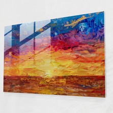 Painted Anarchy Empresyonist Gün Batımı Sıcak Renkler Cam Sanatı - Claude Monet, Cam Baskı, Ev Dekorasyonu, Duvar Dekorasyonu, 45X30