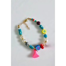 Petek Aksesuar Fimo Elma Meyve Doğaltaşlı Bileklik