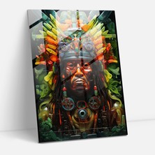 Painted Anarchy Inka Medeniyeti Cam Duvar Sanatı - Mistik Inka Şaman Ev Dekorasyonu - Maya, Modern Sanat, Cam Duvar Sanatı, Cam Sanatı, 30X45