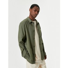 Koton Gömlek Ceket Cep Detaylı Düğmeli Klasik Yaka Keten Karışımlı