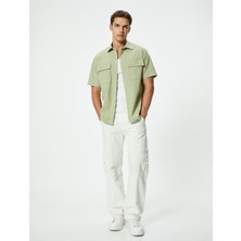 Koton Kısa Kollu Gömlek Düğmeli Kapaklı Cep Detaylı Pamuklu