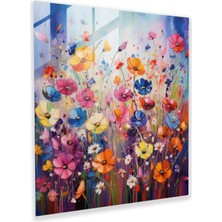 Painted Anarchy Canlı Kır Çiçeği Tarlasının Zarif Cam Baskısı - Cam Duvar Sanatı Ev Dekorasyonu, 30X30