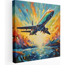 Painted Anarchy Uçak Kanvas Tablo - Renkli Soyut Akrilik Tablo - Duvar Sanatı - Uçak, Kanvas Tablo, Duvar Dekorasyonu, Kanvas Tablo, 70X70 cm