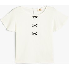 Koton Fiyonk Detaylı Bluz Kısa Kollu Bisiklet Yaka