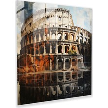 Painted Anarchy Roma Kolezyumunun Aynalı Cam Baskısı: Büyüleyici Cam Duvar Sanatında Gerçeküstü Yansımalar, 30X30 cm