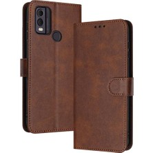 BDT Boutique Kart Yuvası Saf Renk ile Toka ile Nokia C22 Kickstand Için Flip Case (Yurt Dışından)