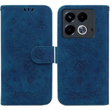 Infinix Not Için Kılıf 40 4g Kabartma Gül Çiçekler Kart Yuvaları Flip Pu Deri (Yurt Dışından)