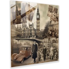 Painted Anarchy Vintage Londra Fotoğraflarından Zamansız Cam Baskı Kolajı, 30X30 cm