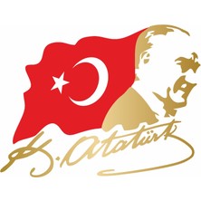 Sticker Usta Atatürk Sticker Mustafa Kemal Atatürk Gazi Başbuğ ve Türk Bayrağı Araba Oto Motosiklet Sticker 00388