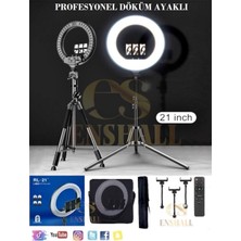 Enshall Sabitleyiciler (Tripod) Döküm Ayaklı Profesyonel Kuaför Makyaj Çekimleri 21 Inç 65W 560LED Kumandal