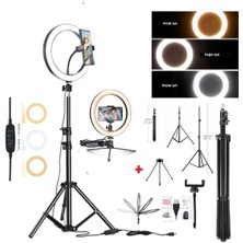 En Siga Fotoğraf Makinesi Çantaları Ring Light Youtuber Tiktok Çekim Telefon Tutucu Makyaj Işığı 10 Inç +2.