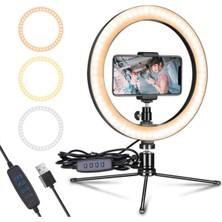 En Siga Fotoğraf Makinesi Çantaları Ring Light Youtuber Tiktok Çekim Telefon Tutucu Makyaj Işığı 10 Inç +2.