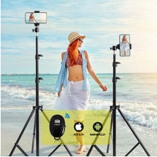 En Siga Siyah Bluetooth Kumandalı Tripod 2.1 mt 360 Döner Başlıklı Telefon Tutucu Ring Light Stüdyo Lamba A