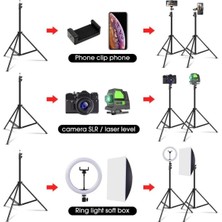 En Siga Siyah Bluetooth Kumandalı Tripod 2.1 mt 360 Döner Başlıklı Telefon Tutucu Ring Light Stüdyo Lamba A