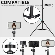 Enshall Siyah Bluetooth Kumandalı Tripod 2.1 Metre Metal Ring Lıght Lamba Ayağı 360 Döner Başlıklı Telefon