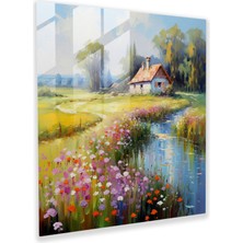 Painted Anarchy Kır Çiçekleri ve Kır Çiçekleri ile Empresyonist Manzaranın Çarpıcı Cam Baskıları - Ev Dekorasyonu Için Çerçeveli Cam Duvar Sanatı, 30X30 cm