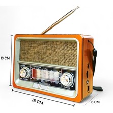 ROYALTREND Nostaljik Trend Radyo Solar Güneş Panelli ve Işıklı Mini Radyo