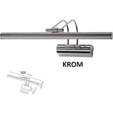 DNC Lighting 1 50 cm Krom Kasa Beyaz Işık Elektrikli Banyo Duvar Ayna Tablo Aydınlatması Flüt Kuğu Ledli Aplik L