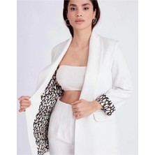 Eylül Leopar Astarlı Blazer Ceket