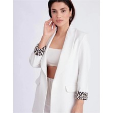 Eylül Leopar Astarlı Blazer Ceket