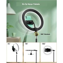 Bst Brandshoppingtr Siyah 10"inç Ring Light Youtuber Tiktok Çekim Işıklı Telefon Tutucu Influencer Makyaj Işığı 2.10 M