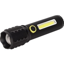 kzy mobilyal PowerMaster JF-72 Power Led, COB Led Zoomlu Flash Özellikli Şarjlı Metal Kasa Profesyonel El Feneri